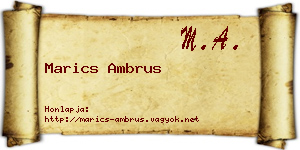 Marics Ambrus névjegykártya